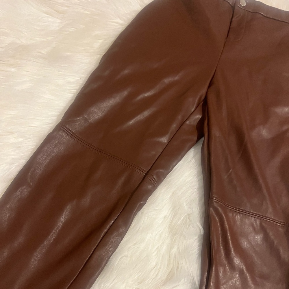 Brown Faux Leather Pants